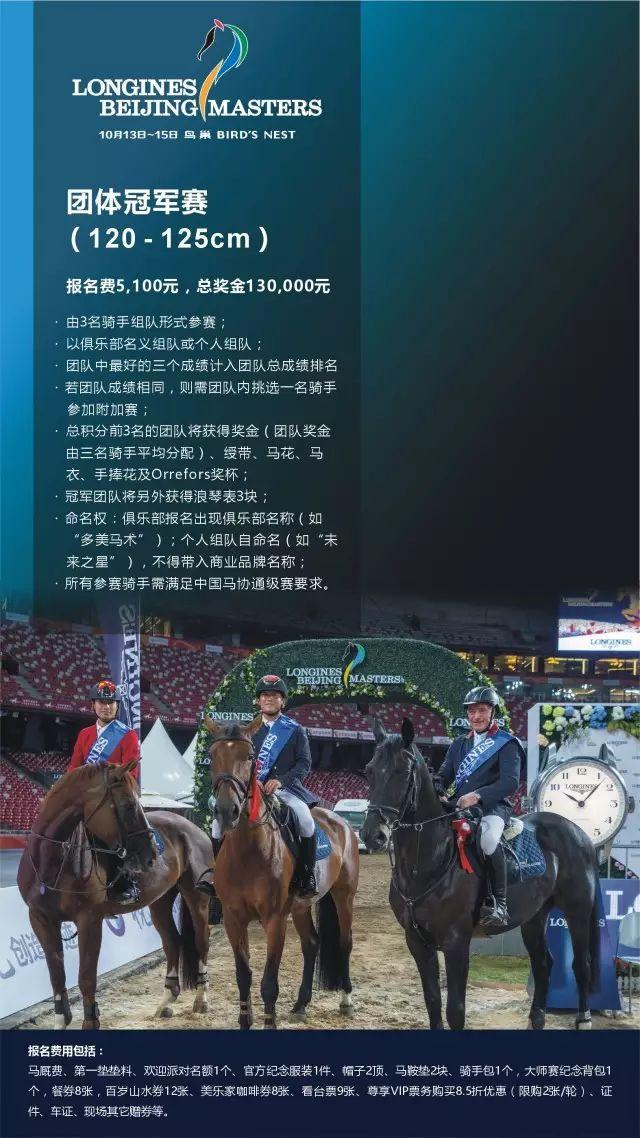 【赛事】第七届浪琴表北京国际马术大师赛110CM，125CM，135CM级别报名通道开启！